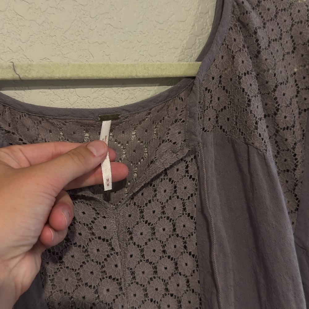 Free People Purple Blue Embellished Blouse - Picture 3 of 4